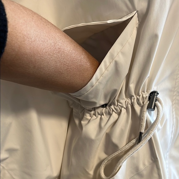 MARLA WYNN Oversized Cream Poncho Hooded Windbreaker Women's Jacket Cape, Size S - Picture 12 of 13